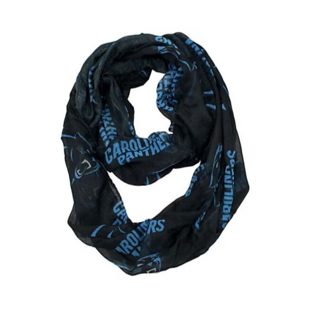 NFL Carolina Panthers Sheer Infinity Scarf Black Blue NEW Fashion Women 70”x 25”